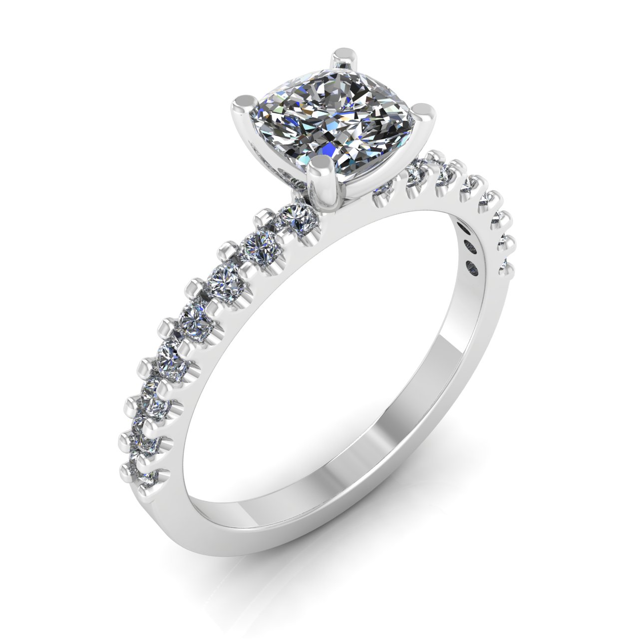 ACCENTED CLASSIC 1 ROW  5.50mm x 5.50mm CUSHION ENGAGEMENT RING